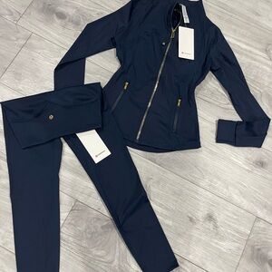 lululemon athletica Navy Zip Jacket and Leggings Set